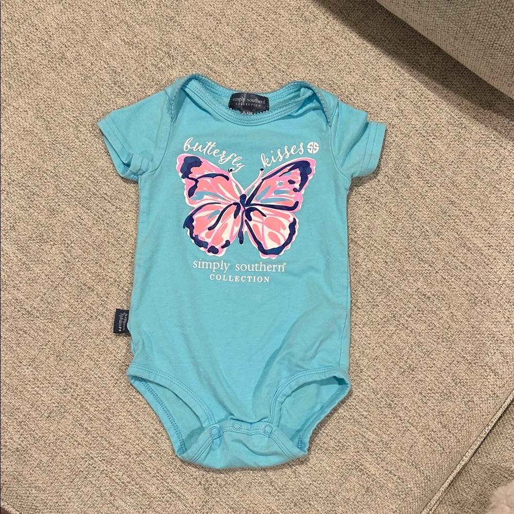 Simply Southern Aqua Butterfly Bodysuit